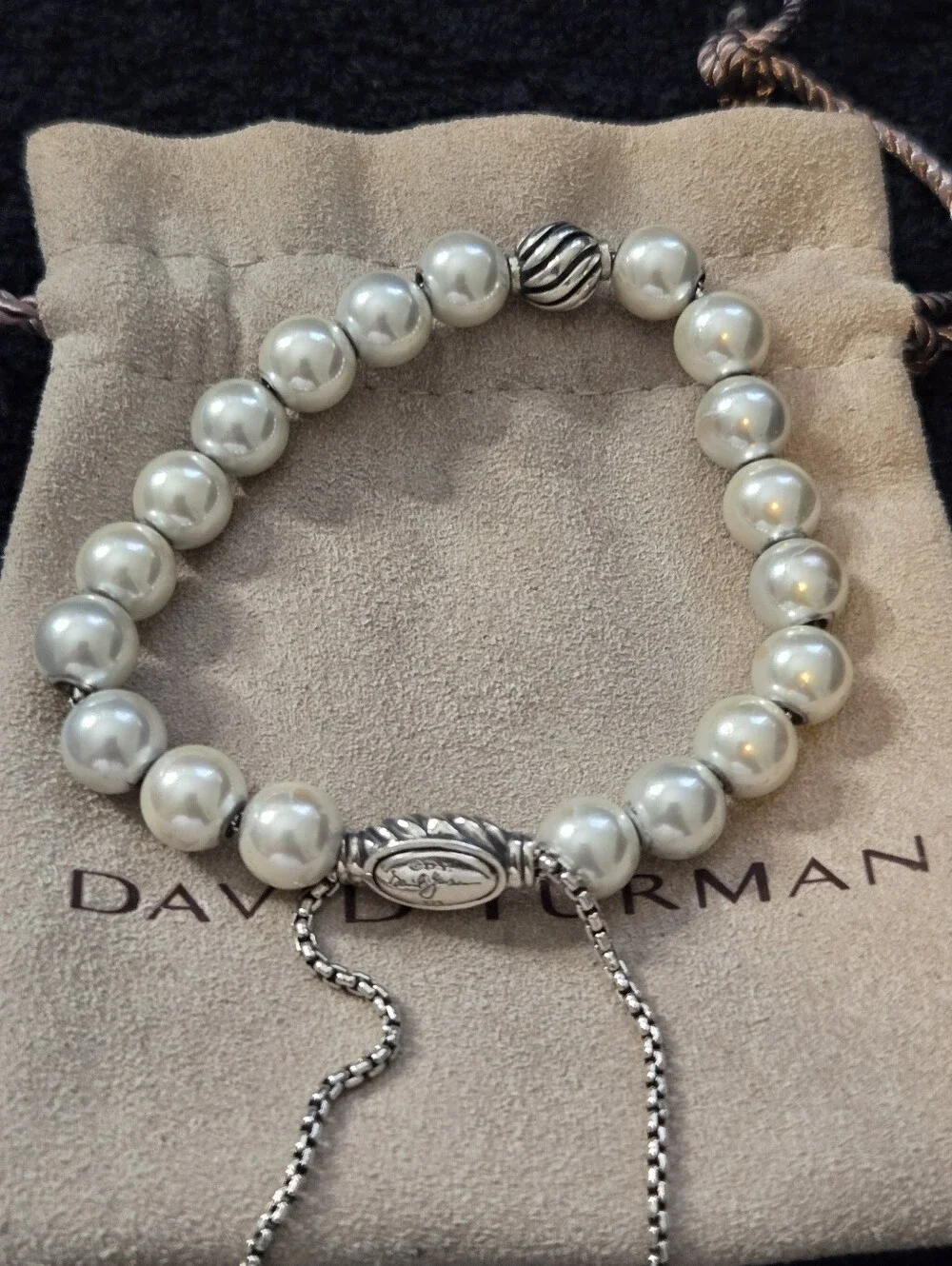 David Yurman Silver and Pearls Beads Bracelet